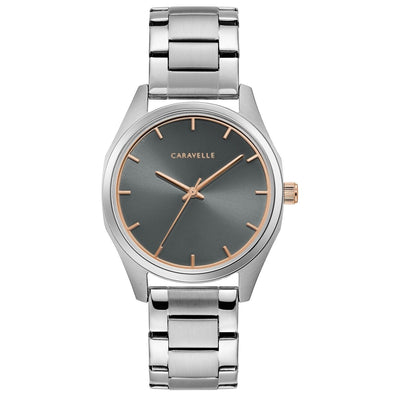 Caravelle Min Max Ladie's Watch: Silver & Grey