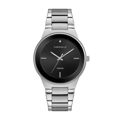 Caravelle Modern Gent's Watch: Silver & Black