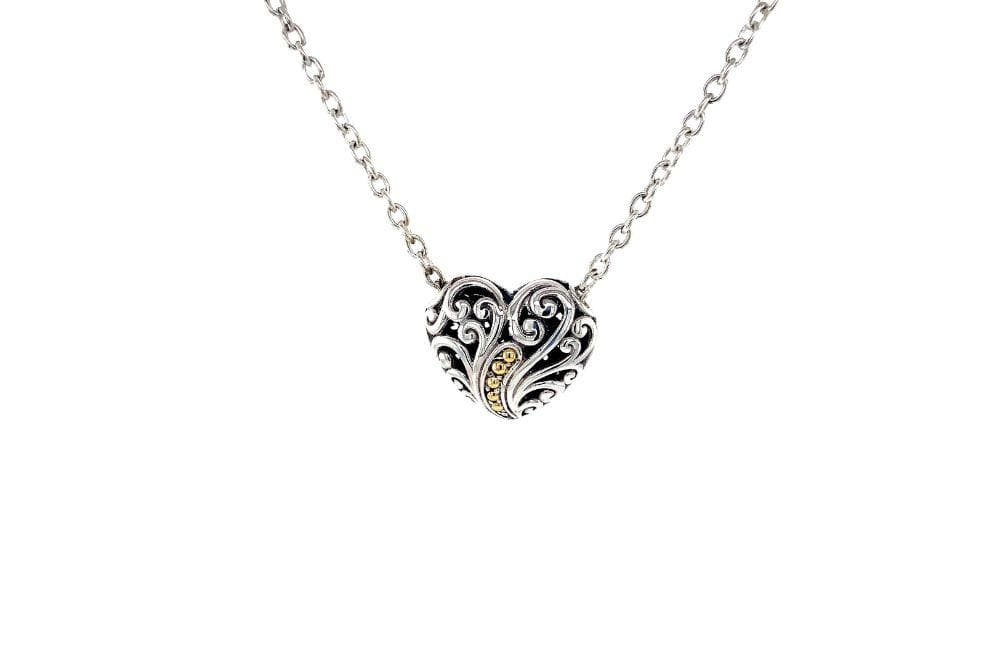 Balinese Swirl Heart Necklace