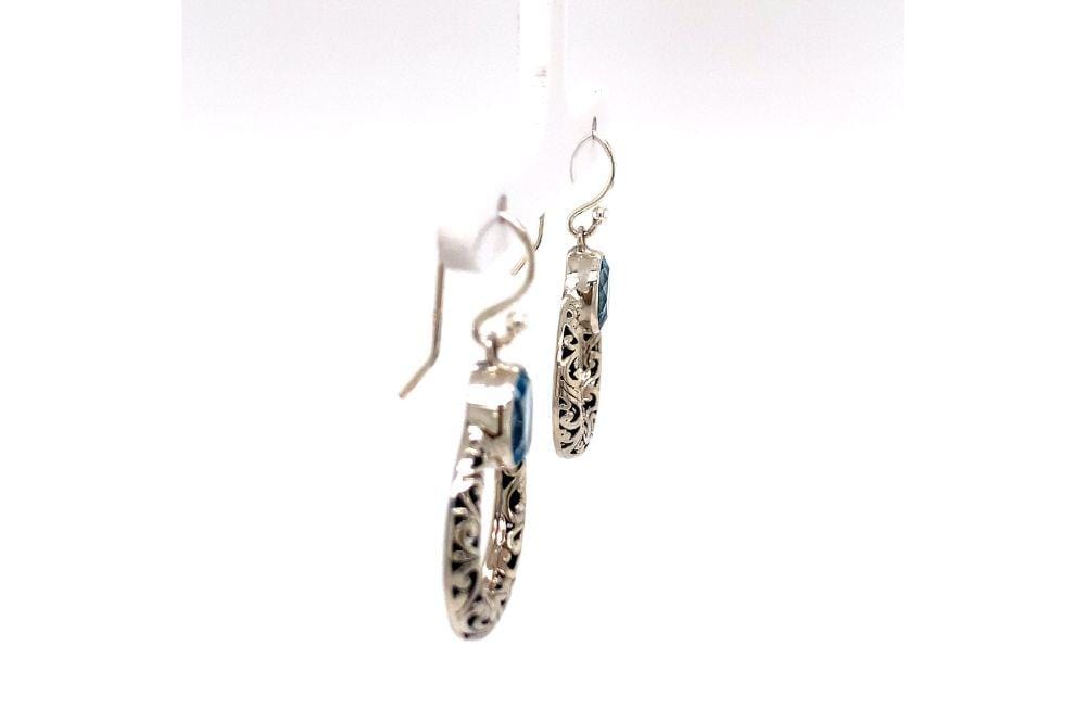 Sacred Circle Earrings- Blue Topaz