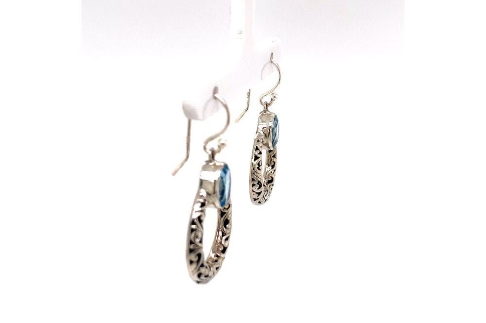 Sacred Circle Earrings- Blue Topaz