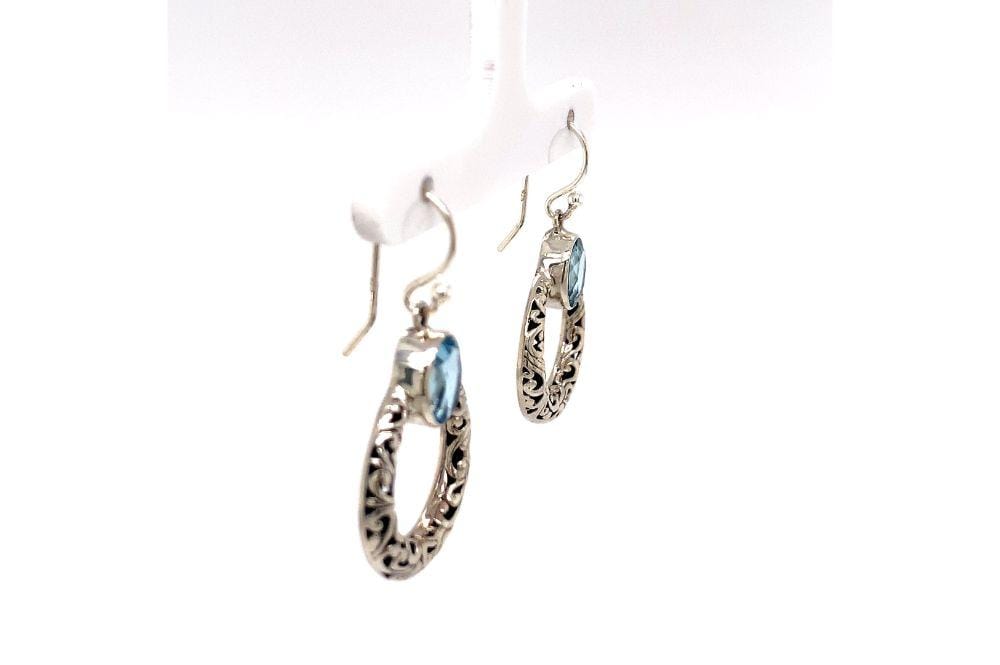 Sacred Circle Earrings- Blue Topaz