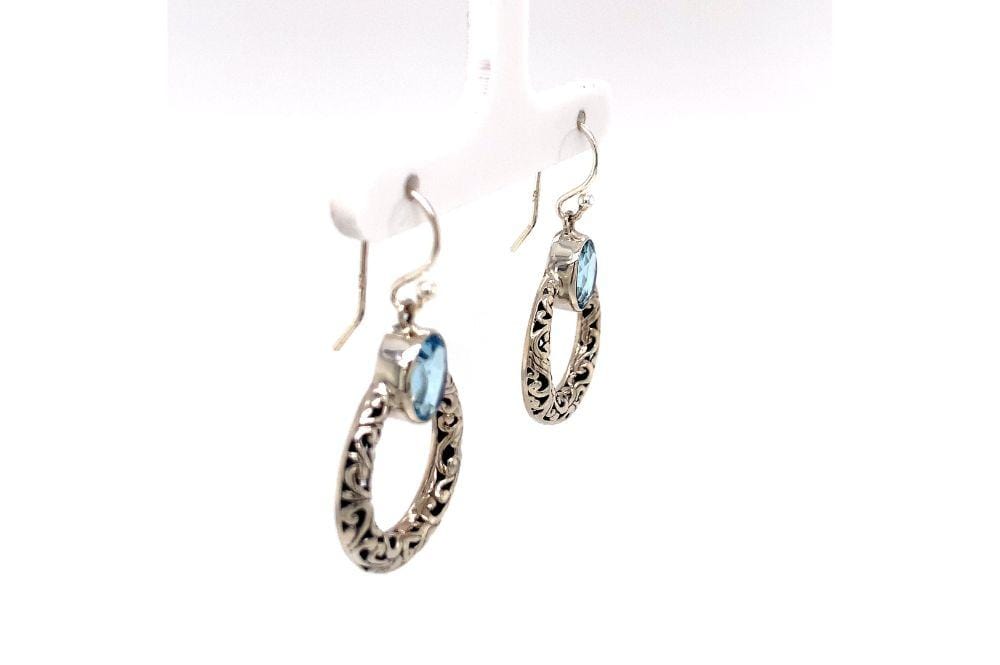 Sacred Circle Earrings- Blue Topaz