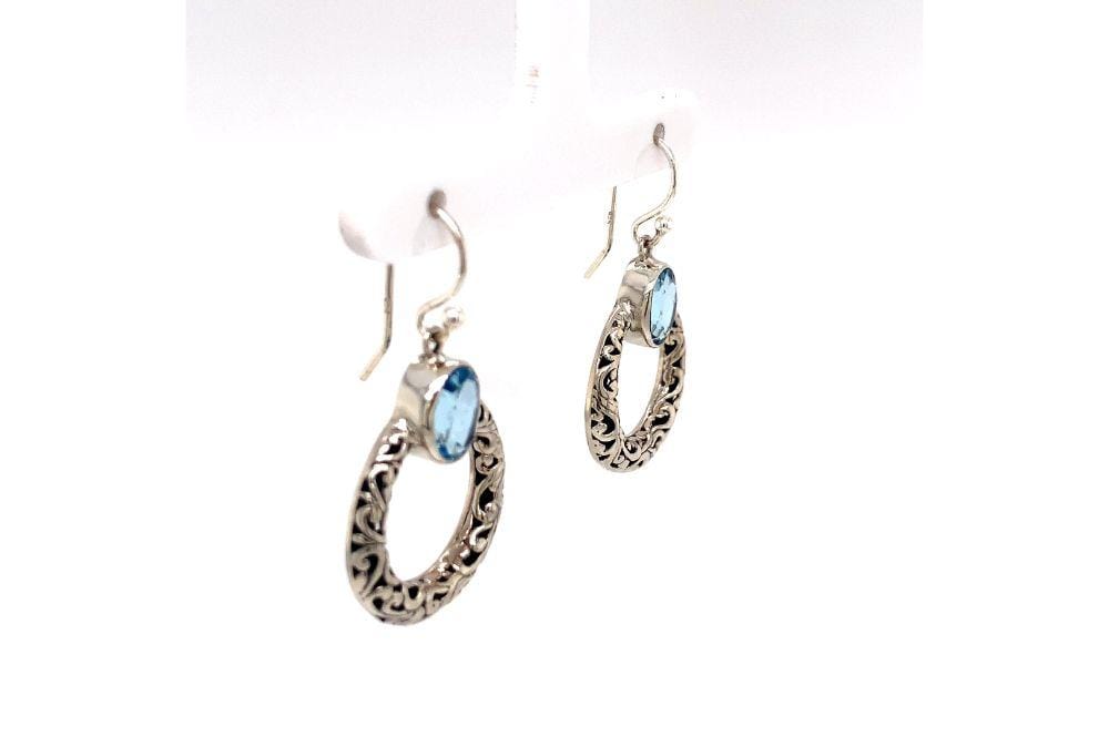 Sacred Circle Earrings- Blue Topaz