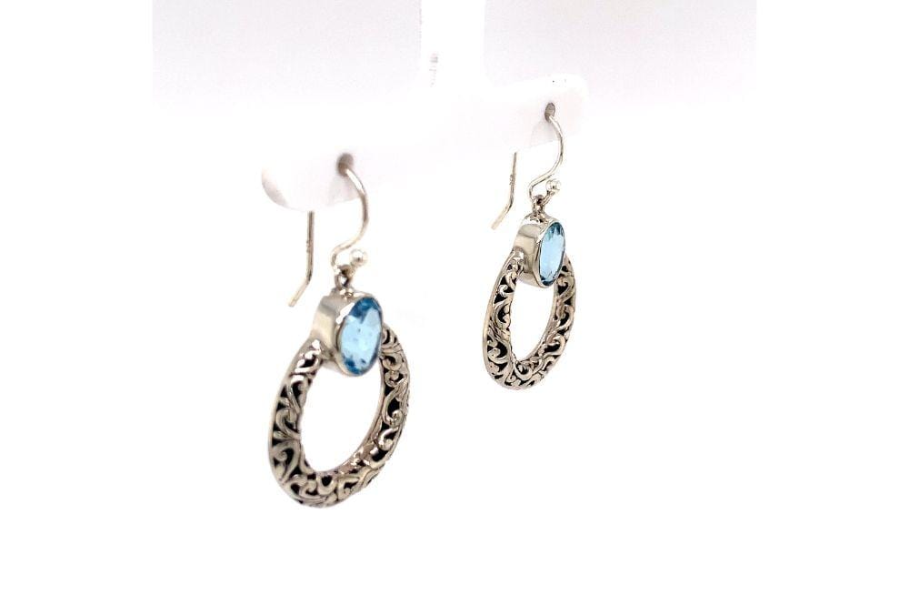 Sacred Circle Earrings- Blue Topaz