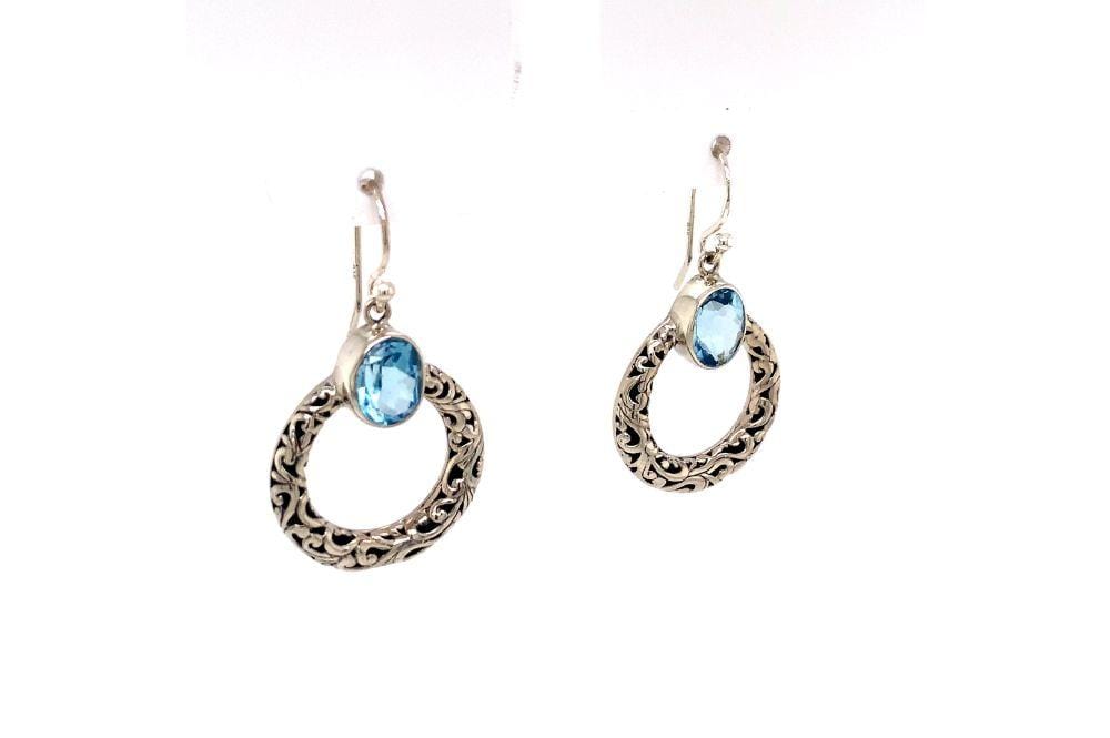 Sacred Circle Earrings- Blue Topaz