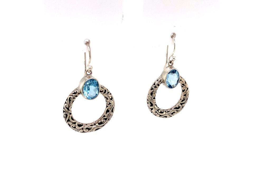 Sacred Circle Earrings- Blue Topaz