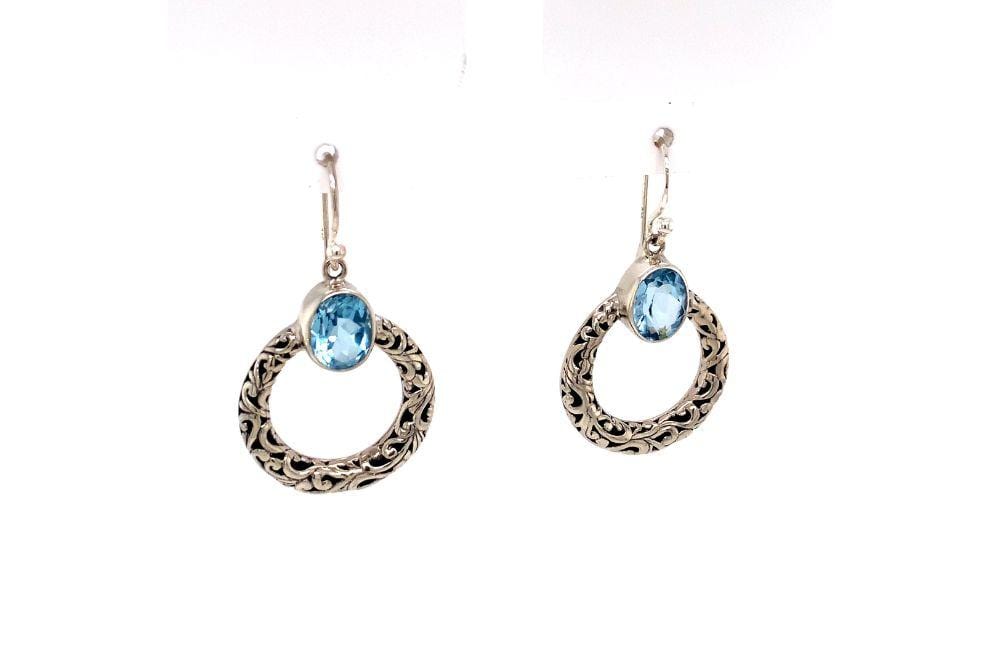 Sacred Circle Earrings- Blue Topaz