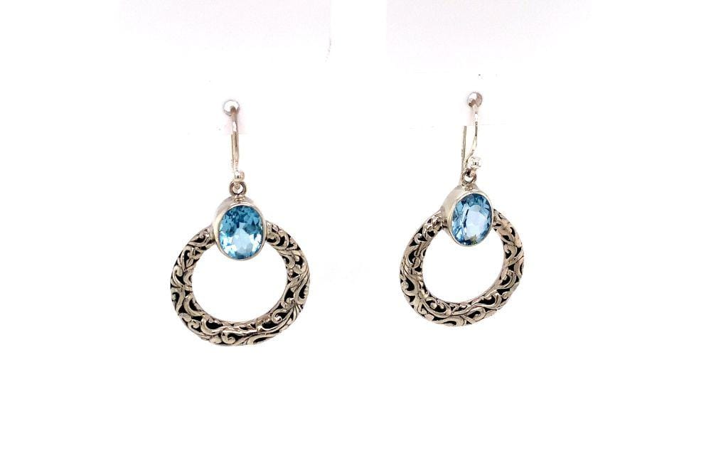 Sacred Circle Earrings- Blue Topaz