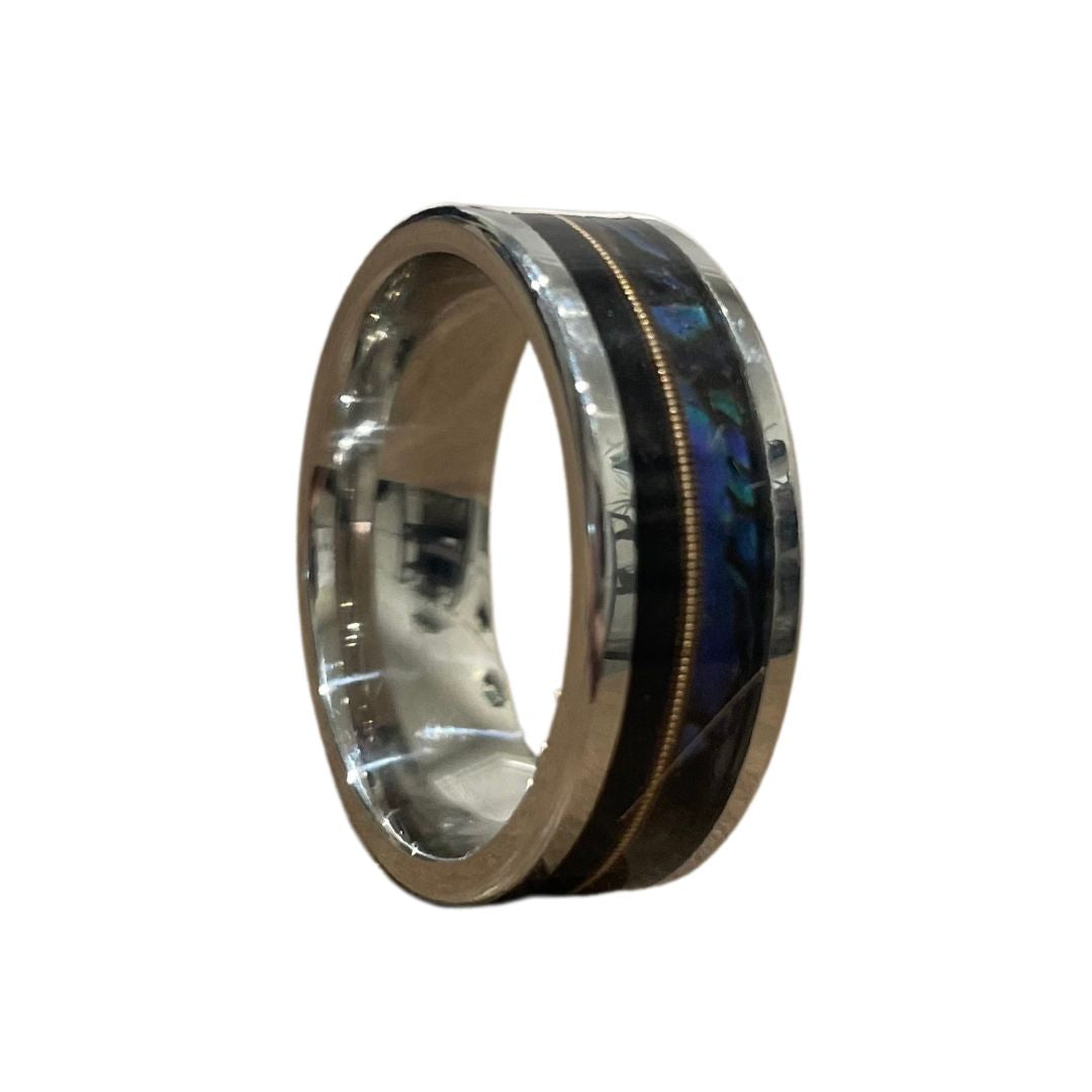 Cobalt Abalone Ebony Guitar String Ring - Polished