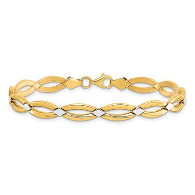 10K Two-Tone Gold Polished Fancy Link