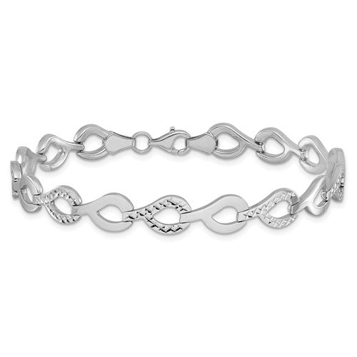 10K Polished, Diamond Cut Fancy Link Bracelet