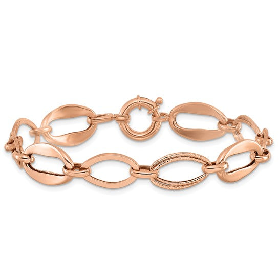 7.5" 10K Rose Gold Polished Link Bracelet