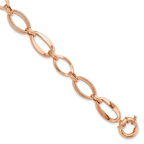 7.5" 10K Rose Gold Polished Link Bracelet