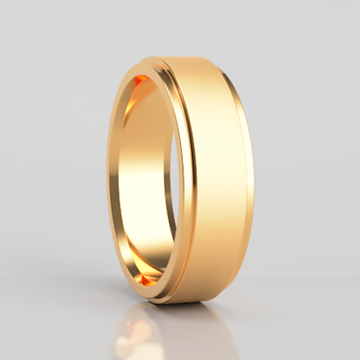 14k Step Edge Band: Comfort Fit, Polished Satin Finish