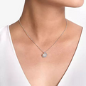 Gabriel & Co | 14K White Gold Round Pearl Pendant Necklace with Diamond Halo Swirl