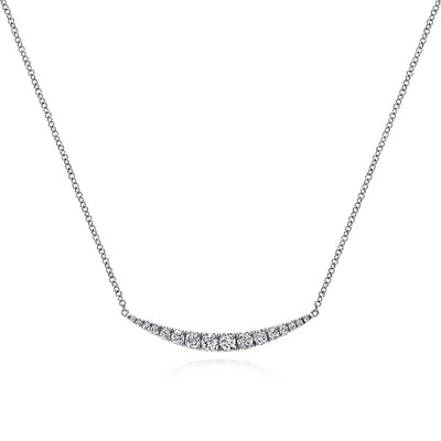 Gabriel & Co | 14K White Gold Curved Diamond Bar Necklace