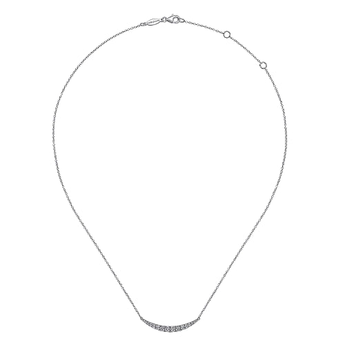 Gabriel & Co | 14K White Gold Curved Diamond Bar Necklace