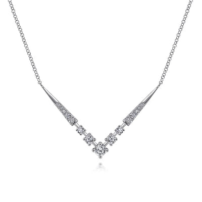 Gabriel & Co | 14K White Gold Diamond Chevron Necklace