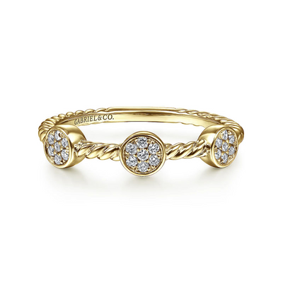 Gabriel & Co | 14K Gold Twisted Cluster Diamond Stackable Ring