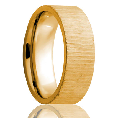 14k Treebark Finish Flat Band - Customizable