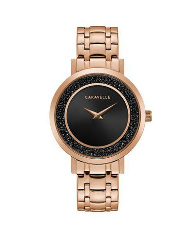 Caravelle Modern Crystal Watch: Rose Tone