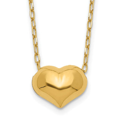 14k Madi K Small Hollow Heart w/ Chain and 1in ext. Necklace