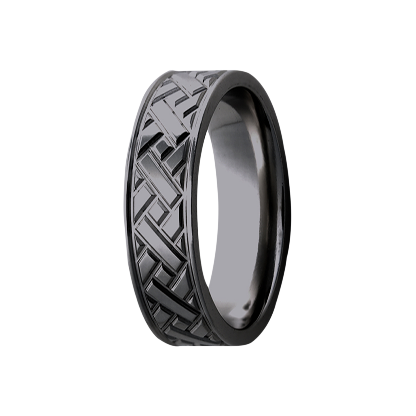 Zirconium Milled Pattern Polished Comfort Fit Ring