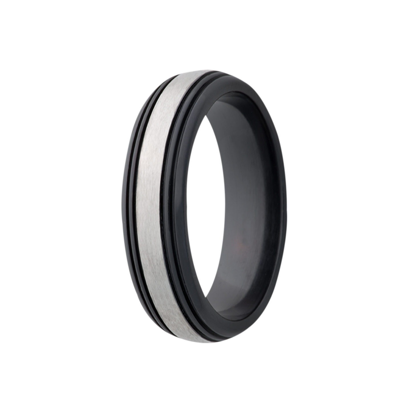 Zirconium Comfort Fit Ring with Silver Satin