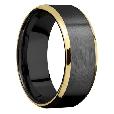 Zirconium with Satin , Polish Finish and 14K Yellow Gold Inlay