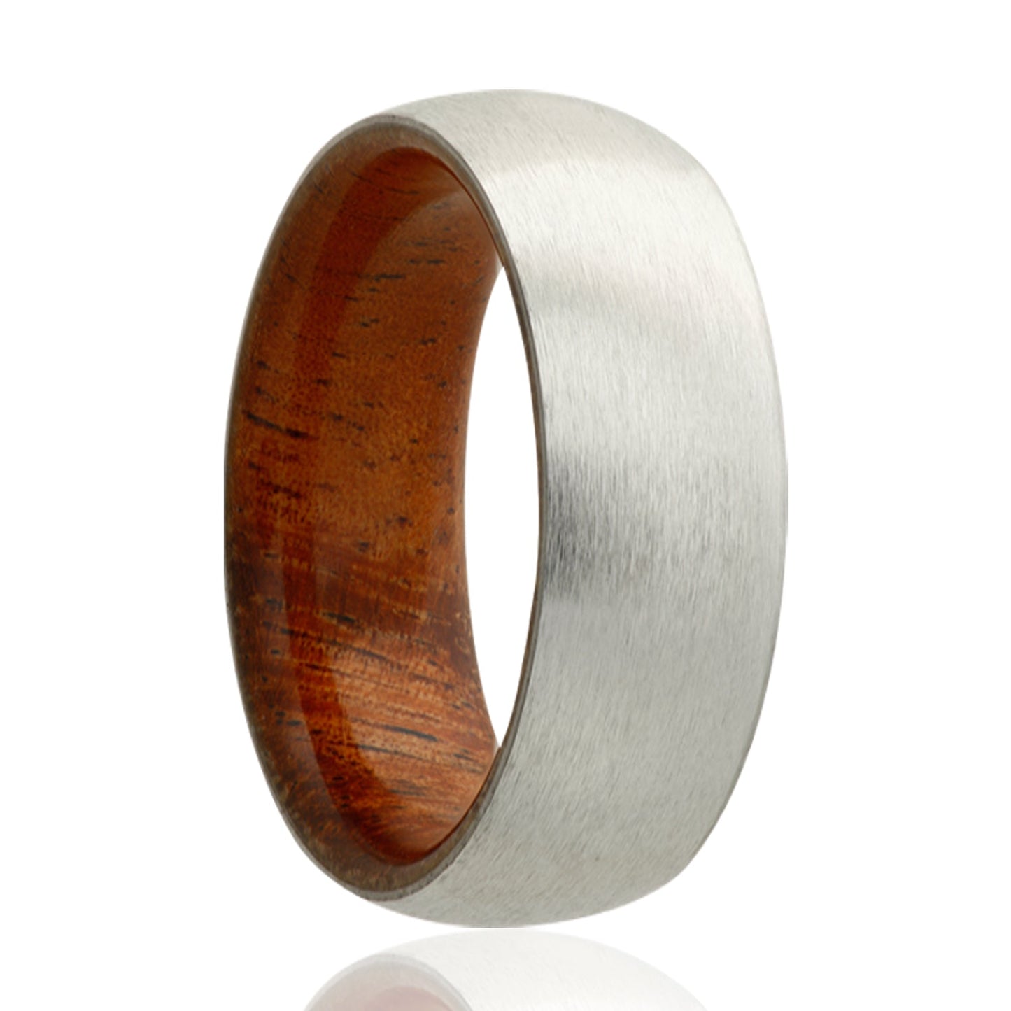 Cobalt Dome Ring Satin Finish with Koa Wood