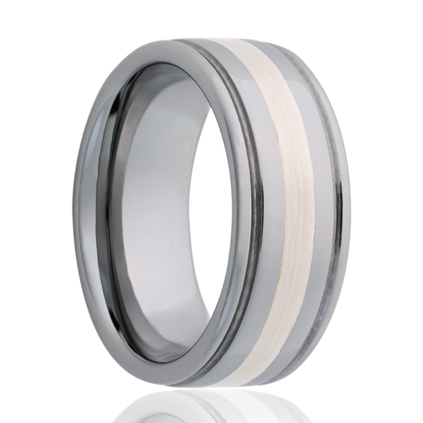 Cobalt Comfort Fit Satin Finish Ring with Silver