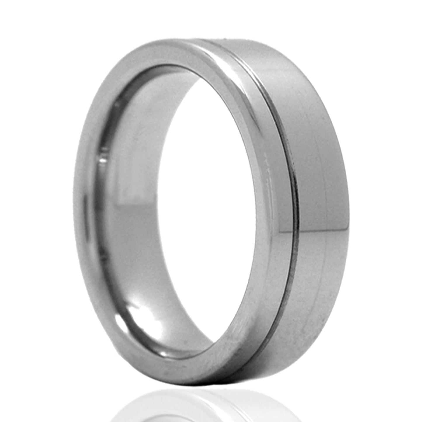 Tungsten Comfort Fit Polished Ring with Offset Groove