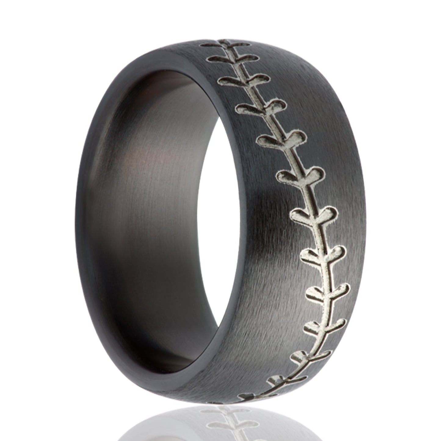 Zirconium Baseball Ring, Flat Comfort Fit Polished