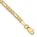 14K 7 inch 3mm Flat Figaro with Lobster Clasp Bracelet