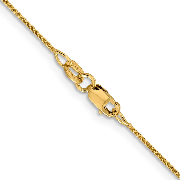 18K 18 inch 1mm Diamond-cut Spiga with Spring Ring Clasp Chain