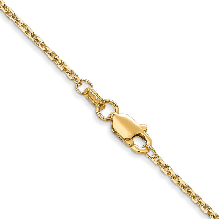 14K 16 inch 1.45mm Solid Diamond-cut Cable with Lobster Clasp Chain