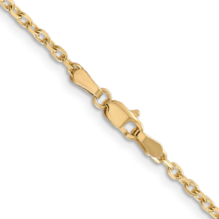 14K 20 inch 2.2mm Diamond-cut Round Open Link Cable with Lobster Clasp Chain