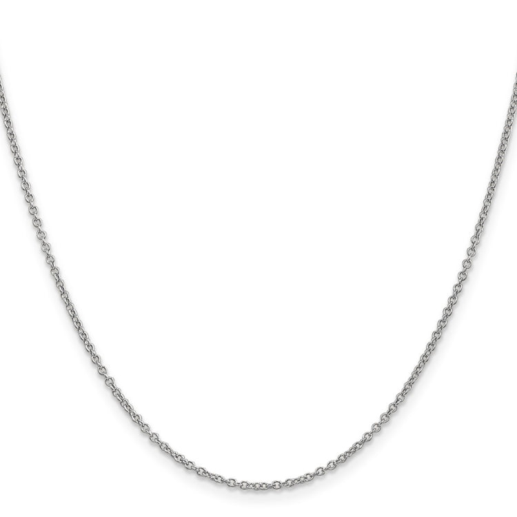 14K White Gold 18 inch 1.4mm Round Open Wide Link Cable with Lobster Clasp Chain