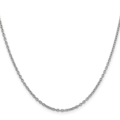 14K White Gold 18 inch 2mm Round Open Link Cable with Lobster Clasp Chain