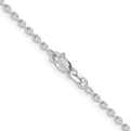 14K White Gold 18 inch 2mm Round Open Link Cable with Lobster Clasp Chain