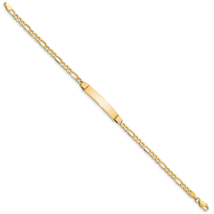 14k Semi-solid Polished Figaro Link ID Bracelet