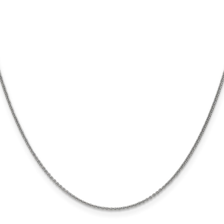 14K White Gold 20 inch 1mm Round Open Link Cable with Lobster Clasp Chain