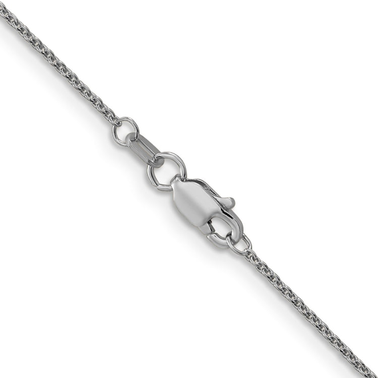 14K White Gold 20 inch 1mm Round Open Link Cable with Lobster Clasp Chain