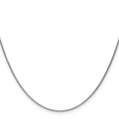 14K White Gold 22 inch 1mm Round Open Link Cable with Lobster Clasp Chain