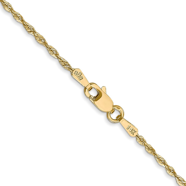 14K 20 inch 1.5mm Extra Light Diamond-cut Rope with Lobster Clasp Chain