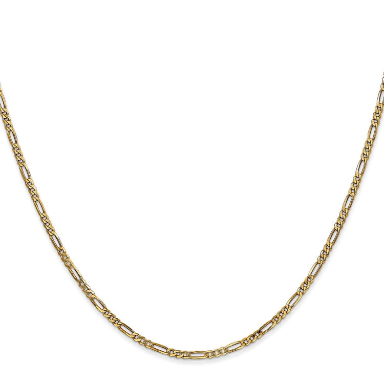 14K 18 inch 1.8mm Flat Figaro with Lobster Clasp Chain