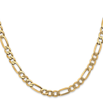 14K 22 inch 5.25mm Flat Figaro with Lobster Clasp Chain