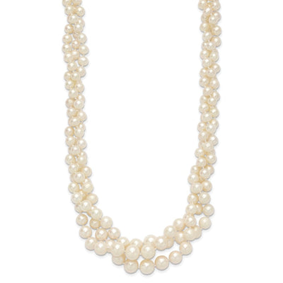 14K 5-9mm Semi-round White FWC Pearl Multi-strand Necklace