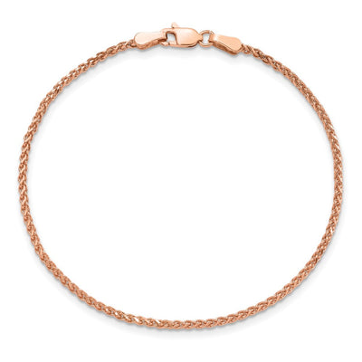 14K Rose Gold 7 inch 1.7mm Diamond-cut Spiga with Lobster Clasp Bracelet